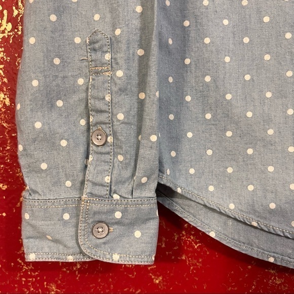MADEWELL Blue Polka Dots Chambray Top Blouse Shirt SMALL S - Picture 3 of 12